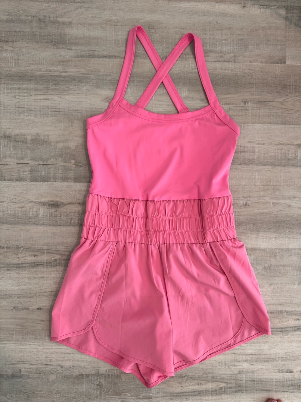 Pink Crossback Romper - Soft Stretch Knit